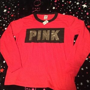 VS Pink Long Sleeve Tee Size M